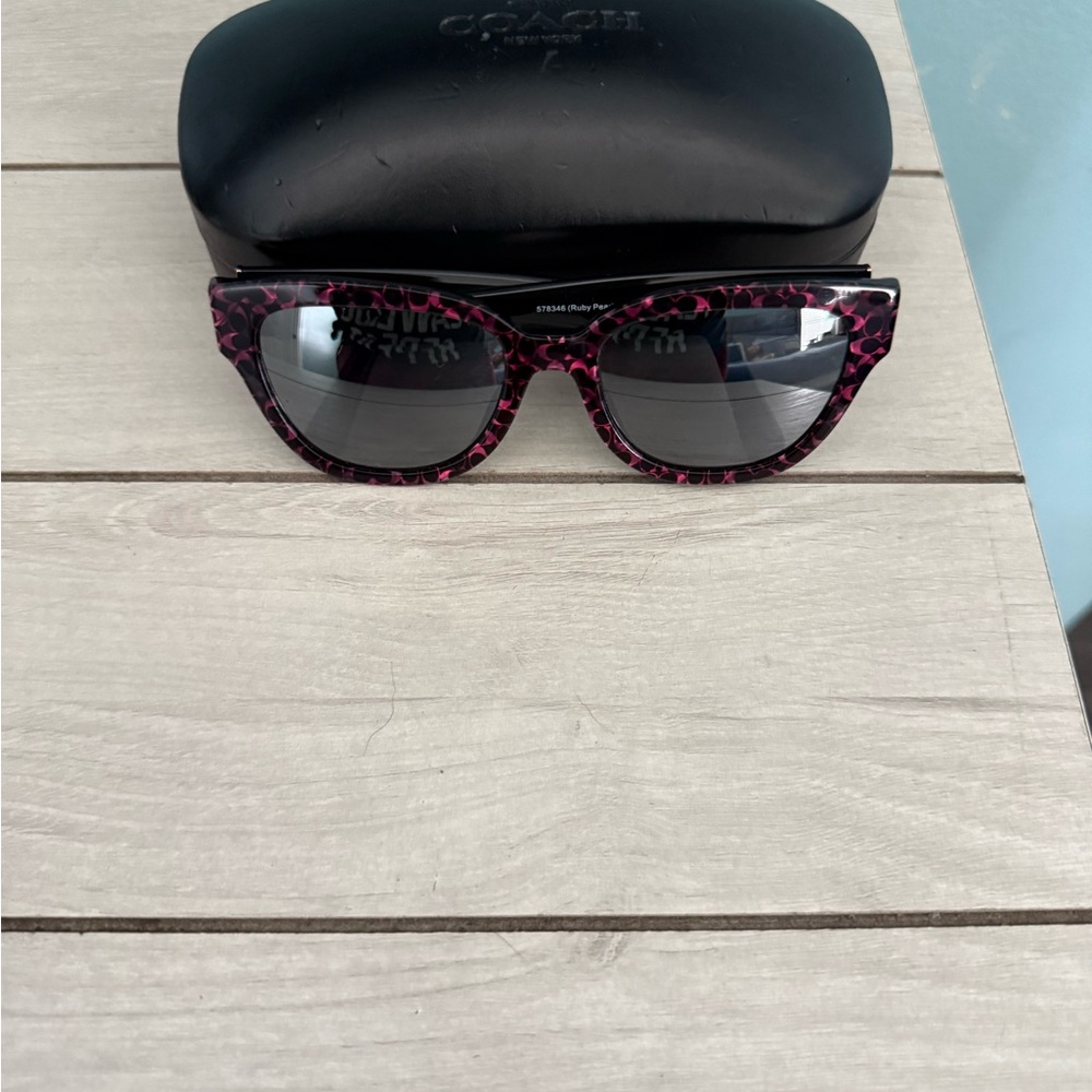 Coach Black and Pink Patterned Sunglasses